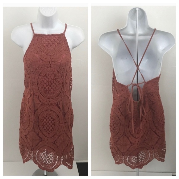 Mind Code Dresses & Skirts - Mind Code Crochet Halter Sundress Size L